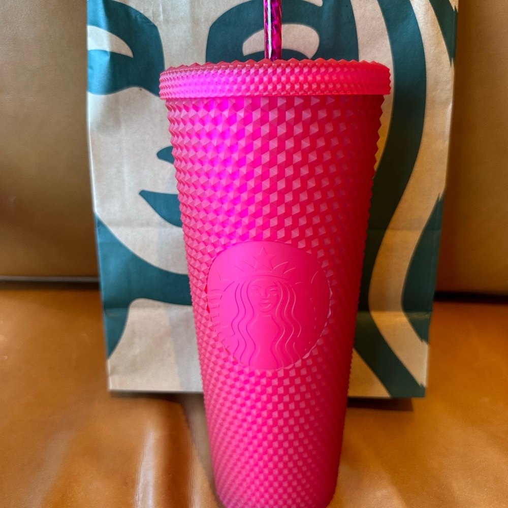 Starbucks Tumbler Ruby Pink Studded Venti 24oz - Spring 2023